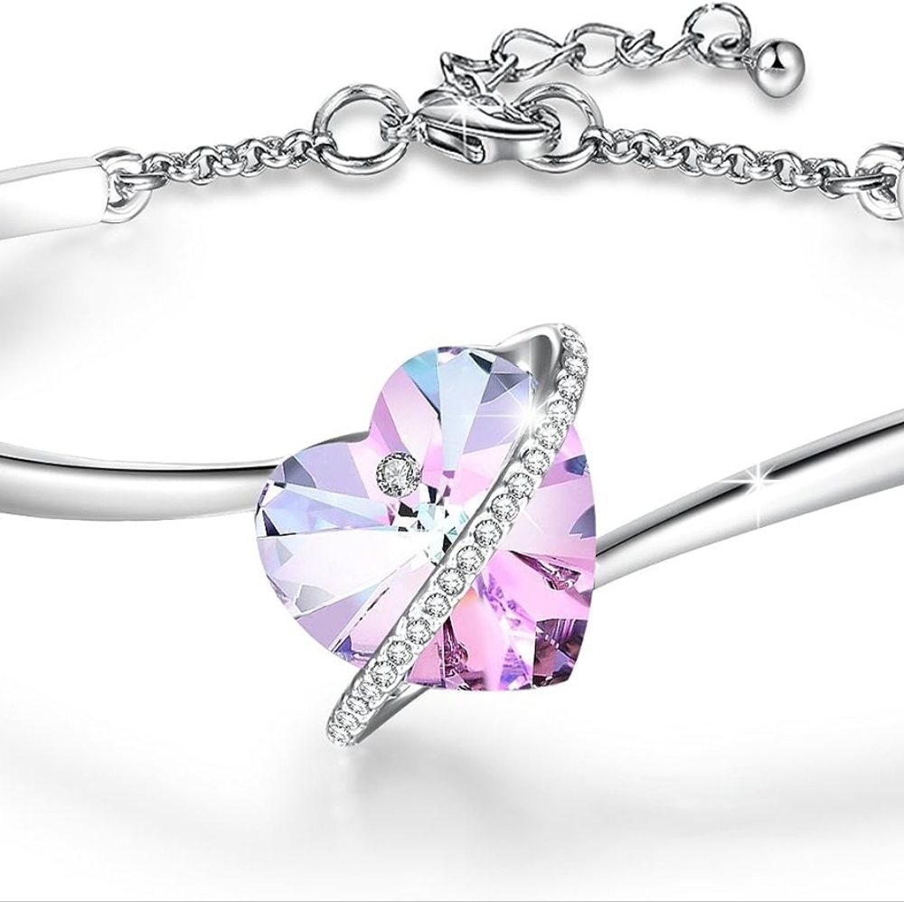 GEORGE SMITH Adjustable Bangle Bracelets 18K White Gold Plated Love Bangle
